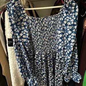 Floral Blue and White Dress